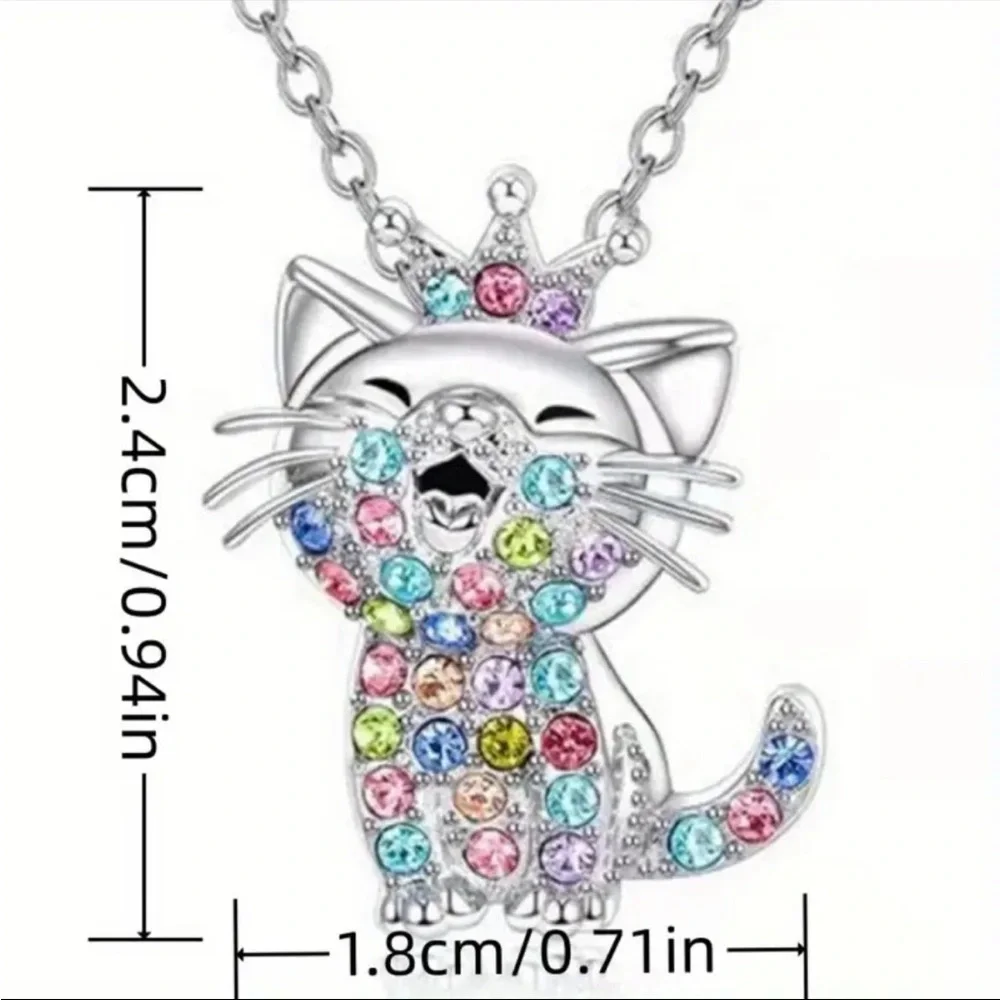 Colorful Cat Pendant Necklace-NEW